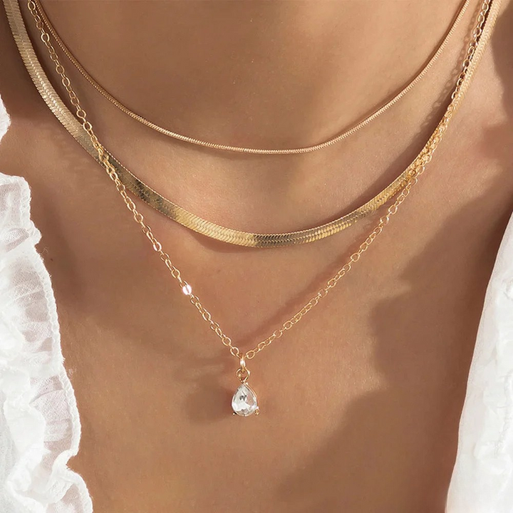 Layered Necklace with Gold-Colored
