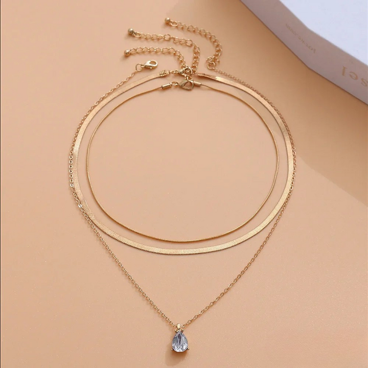 Layered Necklace with Gold-Colored